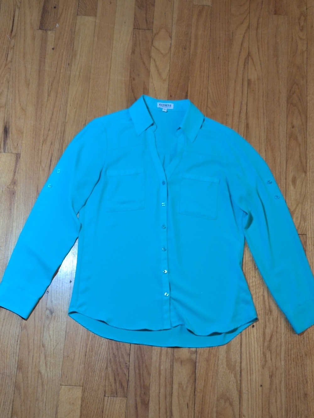 Express women's Bright Teal Button-Up Blouse S